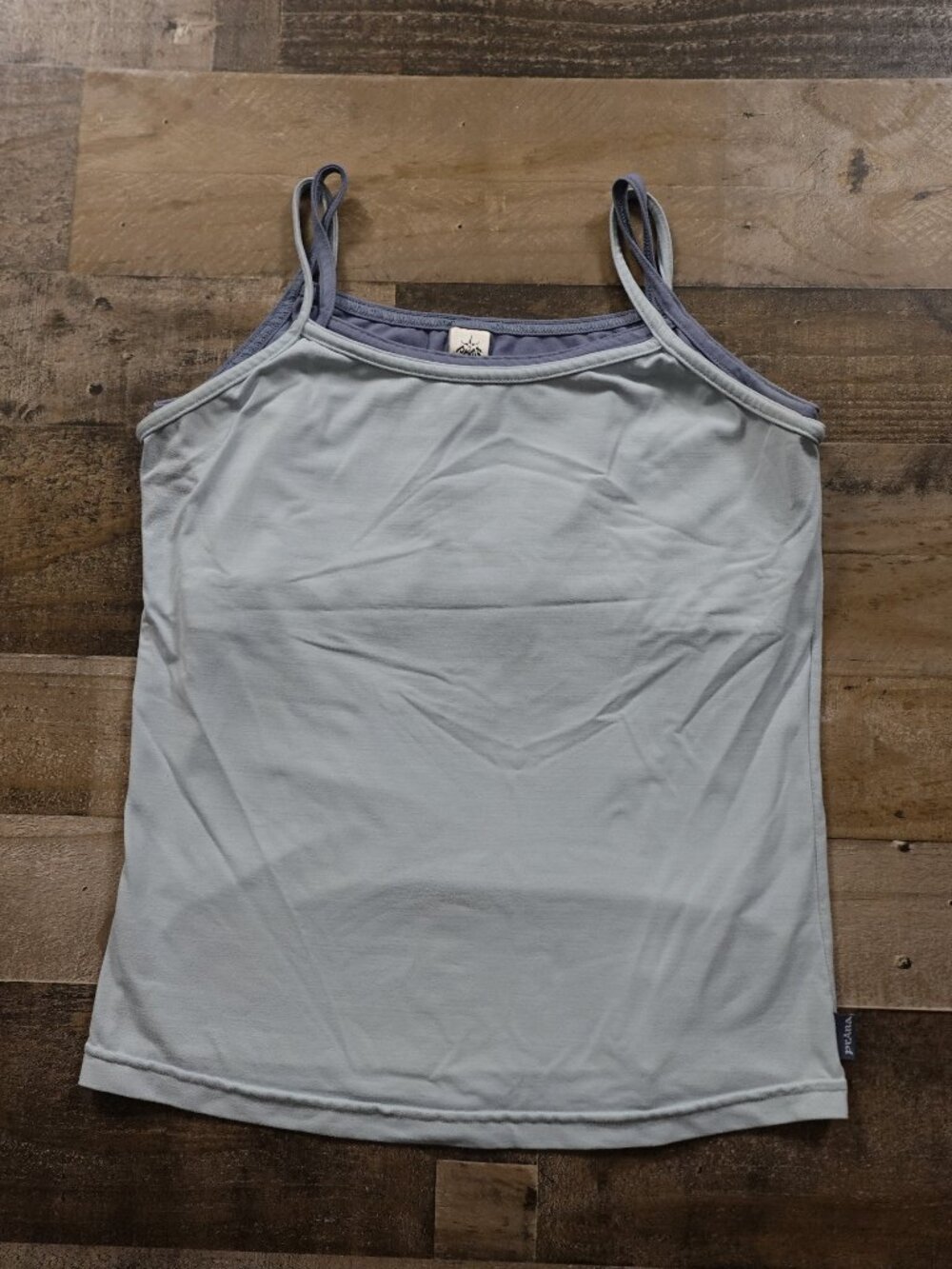 prAna Built-In Bra Tank Top Women’s Large Blue Gray Yoga Athletic Stretch